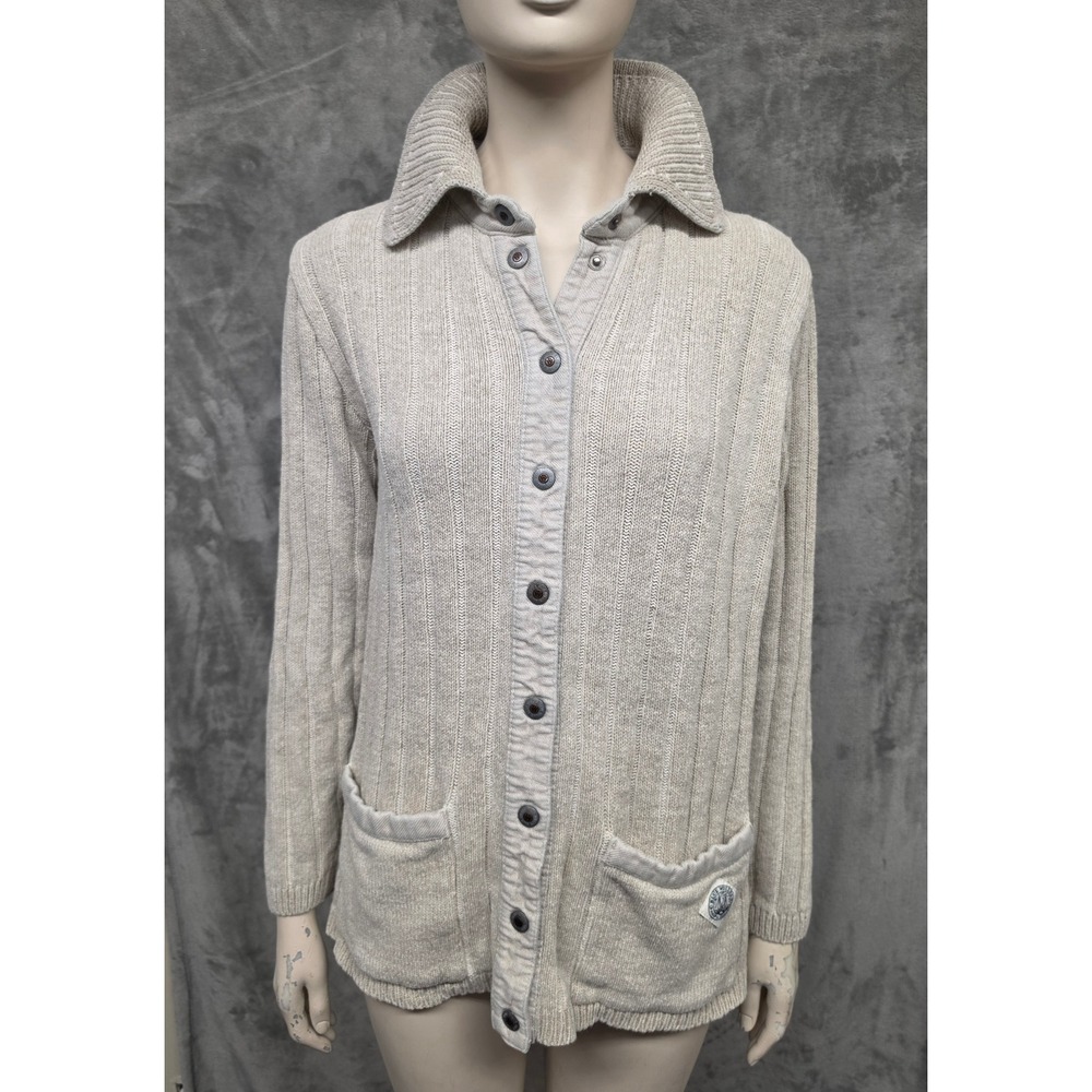 Vintage 90s Fisherman Sweater Blue Willi's Cotton Snap Button Cabincore Cardigan